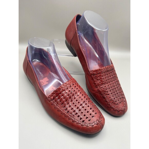 Naturalizer Women's Loafer Red Leather Slip On Woven Shoes Size 9 040NA83 - Picture 1 of 7